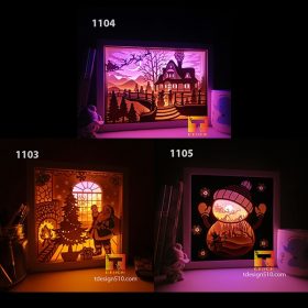 #12 Combo Christmas 3 - Paper cut light box template, shadow box, 3D papercut lightbox svg file DIY, cutting cricut