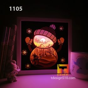 1105. Snowman - Paper cut light box template, shadow box, 3D papercut lightbox svg file DIY, cutting cricut