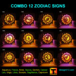 #10 Combo Zodiac signs - Paper cut light box template, shadow box, 3D papercut lightbox svg file DIY, cutting cricut