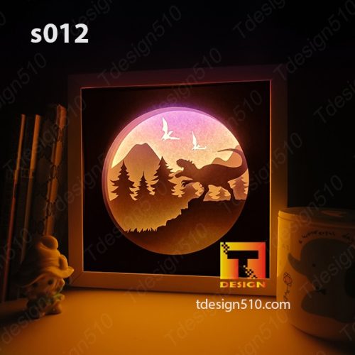 Free Dinosaurs T-rex Paper cut light box 3D shadow box svg