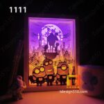 1111. Minions - Paper cut light box template, shadow box, 3D papercut lightbox svg file DIY, cutting cricut