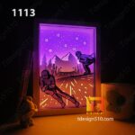 1113. Skiing - Paper cut light box template, shadow box, 3D papercut lightbox svg file DIY, cutting cricut