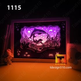 1115. Ocean Dolphin - Paper cut light box template, shadow box, 3D papercut lightbox svg file DIY, cutting cricut