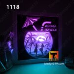 1118. Hawaii - Paper cut light box template, shadow box, 3D papercut lightbox svg file DIY, cutting cricut - Image 2