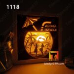 1118. Hawaii - Paper cut light box template, shadow box, 3D papercut lightbox svg file DIY, cutting cricut - Image 3