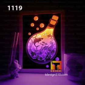 1119. Ocean Shark - Paper cut light box template, shadow box, 3D papercut lightbox svg file DIY, cutting cricut