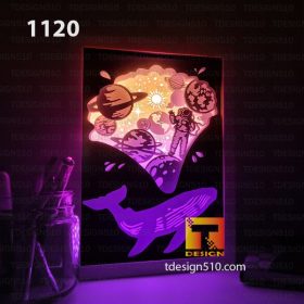 1120. Whale Universe - Paper cut light box template, shadow box, 3D papercut lightbox svg file DIY, cutting cricut