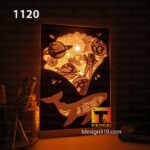1120. Whale Universe - Paper cut light box template, shadow box, 3D papercut lightbox svg file DIY, cutting cricut - Image 3