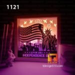 1121. Independence Day - Paper cut light box template, shadow box, 3D papercut lightbox svg file DIY, cutting cricut