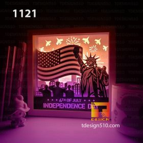 1121. Independence Day - Paper cut light box template, shadow box, 3D papercut lightbox svg file DIY, cutting cricut