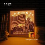 1121. Independence Day - Paper cut light box template, shadow box, 3D papercut lightbox svg file DIY, cutting cricut - Image 3