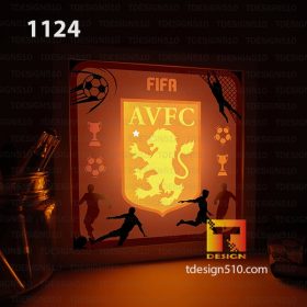 1124. Aston Villa - Paper cut light box template, shadow box, 3D papercut lightbox svg file DIY, cutting cricut