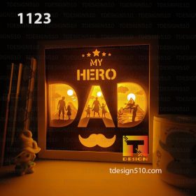 1123. Super Dad - Paper cut light box template, shadow box, 3D papercut lightbox svg file DIY, cutting cricut