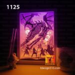 1125. Dragon Attack - Paper cut light box template, shadow box, 3D papercut lightbox svg file DIY, cutting cricut - Image 2
