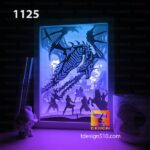 1125. Dragon Attack - Paper cut light box template, shadow box, 3D papercut lightbox svg file DIY, cutting cricut - Image 3