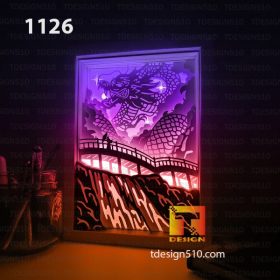 1126. Dragon Waterfall - Paper cut light box template, shadow box, 3D papercut lightbox svg file DIY, cutting cricut