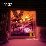 1127. Eagle Deer - Paper cut light box template, shadow box, 3D papercut lightbox svg file DIY, cutting cricut - Image 2
