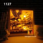 1127. Eagle Deer - Paper cut light box template, shadow box, 3D papercut lightbox svg file DIY, cutting cricut - Image 3