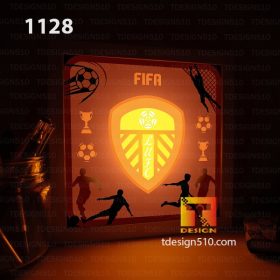 1128. Leeds United - Paper cut light box template, shadow box, 3D papercut lightbox svg file DIY, cutting cricut