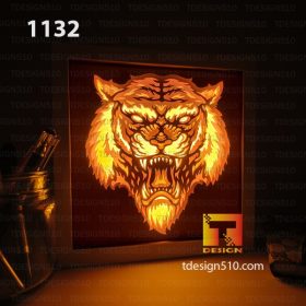 1132. Tiger - Paper cut light box template, shadow box, 3D papercut lightbox svg file DIY, cutting cricut