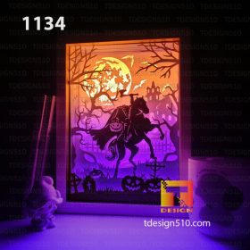 1134. Headless Horseman - Paper cut light box template, shadow box, 3D papercut lightbox svg file DIY, cutting cricut