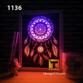 1136. Dream Catcher - Paper cut light box template, shadow box, 3D papercut lightbox svg file DIY, cutting cricut