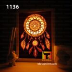 1136. Dream Catcher - Paper cut light box template, shadow box, 3D papercut lightbox svg file DIY, cutting cricut - Image 3