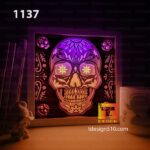 1137. Sugar Skull - Paper cut light box template, shadow box, 3D papercut lightbox svg file DIY, cutting cricut
