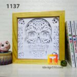 1137. Sugar Skull - Paper cut light box template, shadow box, 3D papercut lightbox svg file DIY, cutting cricut - Image 4