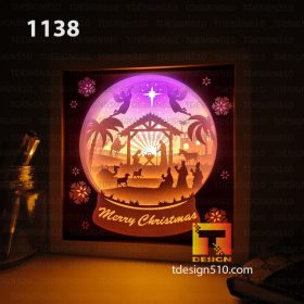 1138. Christmas Snowball - Paper cut light box template, shadow box, 3D papercut lightbox svg file DIY, cutting cricut