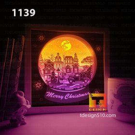 1139. Christmas Snowball - Paper cut light box template, shadow box, 3D papercut lightbox svg file DIY, cutting cricut