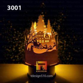 3001. Christmas - Paper cutting lamp, paper lantern light box template, 3D shadow box Cylinder, papercut lightbox svg file DIY cricut