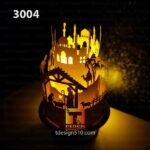 3004. Jesus Christmas - Paper cutting lamp, paper lantern light box template, 3D shadow box Cylinder, papercut lightbox svg file DIY cricut - Image 3