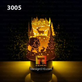 3005. Santa Claus - Paper cutting lamp, paper lantern light box template, 3D shadow box Cylinder, papercut lightbox svg file DIY cricut