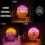 #17 Combo Christmas Snowball - Paper cut light box template, shadow box, 3D papercut lightbox svg file DIY, cutting cricut