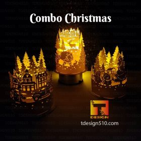 #18 Combo Christmas Lanterns - Paper cutting lamp, paper lantern light box template, 3D shadow box Cylinder, papercut lightbox svg file DIY cricut