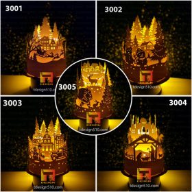 #19 Combo Christmas Lanterns 5in1 - Paper cutting lamp, paper lantern light box template, 3D shadow box Cylinder, papercut lightbox svg file DIY cricut
