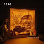 1141. Christmas Retro - Paper cut light box template, shadow box, 3D papercut lightbox svg file DIY, cutting cricut - Image 4