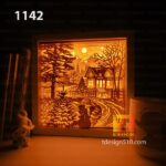 1142. Christmas Retro - Paper cut light box template, shadow box, 3D papercut lightbox svg file DIY, cutting cricut - Image 3