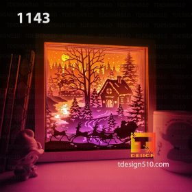 1143. Christmas Retro - Paper cut light box template, shadow box, 3D papercut lightbox svg file DIY, cutting cricut