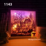 1143. Christmas Retro - Paper cut light box template, shadow box, 3D papercut lightbox svg file DIY, cutting cricut - Image 3