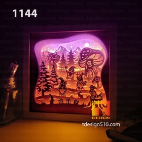 1144. Christmas Gnome - Paper cut light box template, shadow box, 3D papercut lightbox svg file DIY, cutting cricut