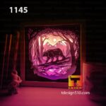 1145. Bear in the Forest - Paper cut light box template, shadow box, 3D papercut lightbox svg file DIY, cutting cricut - Image 3