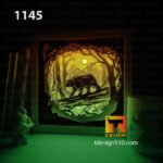 1145. Bear in the Forest - Paper cut light box template, shadow box, 3D papercut lightbox svg file DIY, cutting cricut - Image 2