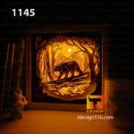 1145. Bear in the Forest - Paper cut light box template, shadow box, 3D papercut lightbox svg file DIY, cutting cricut - Image 4