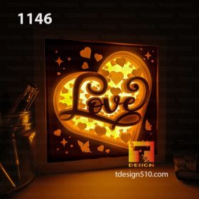 1146. Love Heart - Paper cut light box template, shadow box, 3D papercut lightbox svg file DIY, cutting cricut