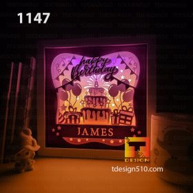 1147. Happy Birthday - Paper cut light box template, shadow box, 3D papercut lightbox svg file DIY, cutting cricut