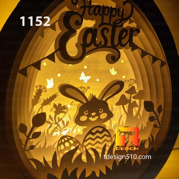 Easter Bunny Egg Paper cutting lamp 3D shadow box svg file