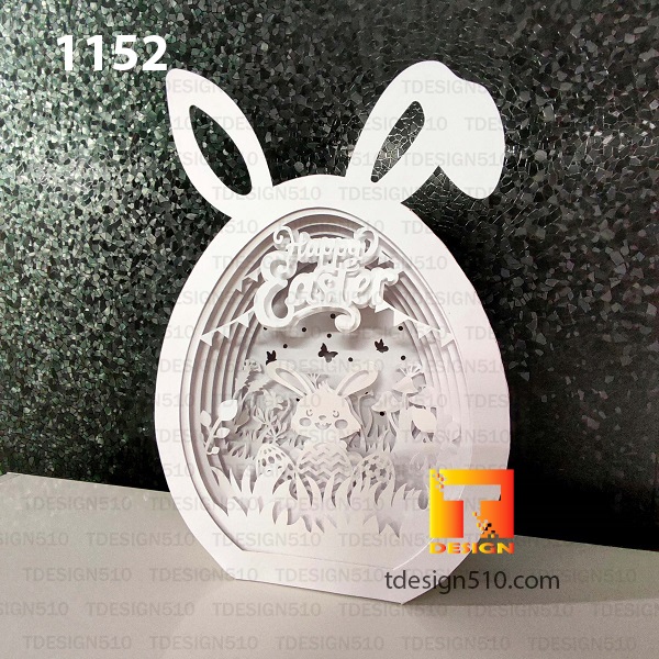 Easter Bunny Egg Paper cutting lamp 3D shadow box svg file