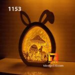 1153. Easter Eggs Bunny - Paper cutting lamp 3D shadow box, Light box template, papercut lightbox svg file DIY, cricut